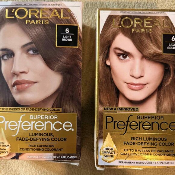 2 BOXES BRAND NEW Loreal Superior Preference Permanent Hair Color 6 Light Brown - Picture 2 of 7